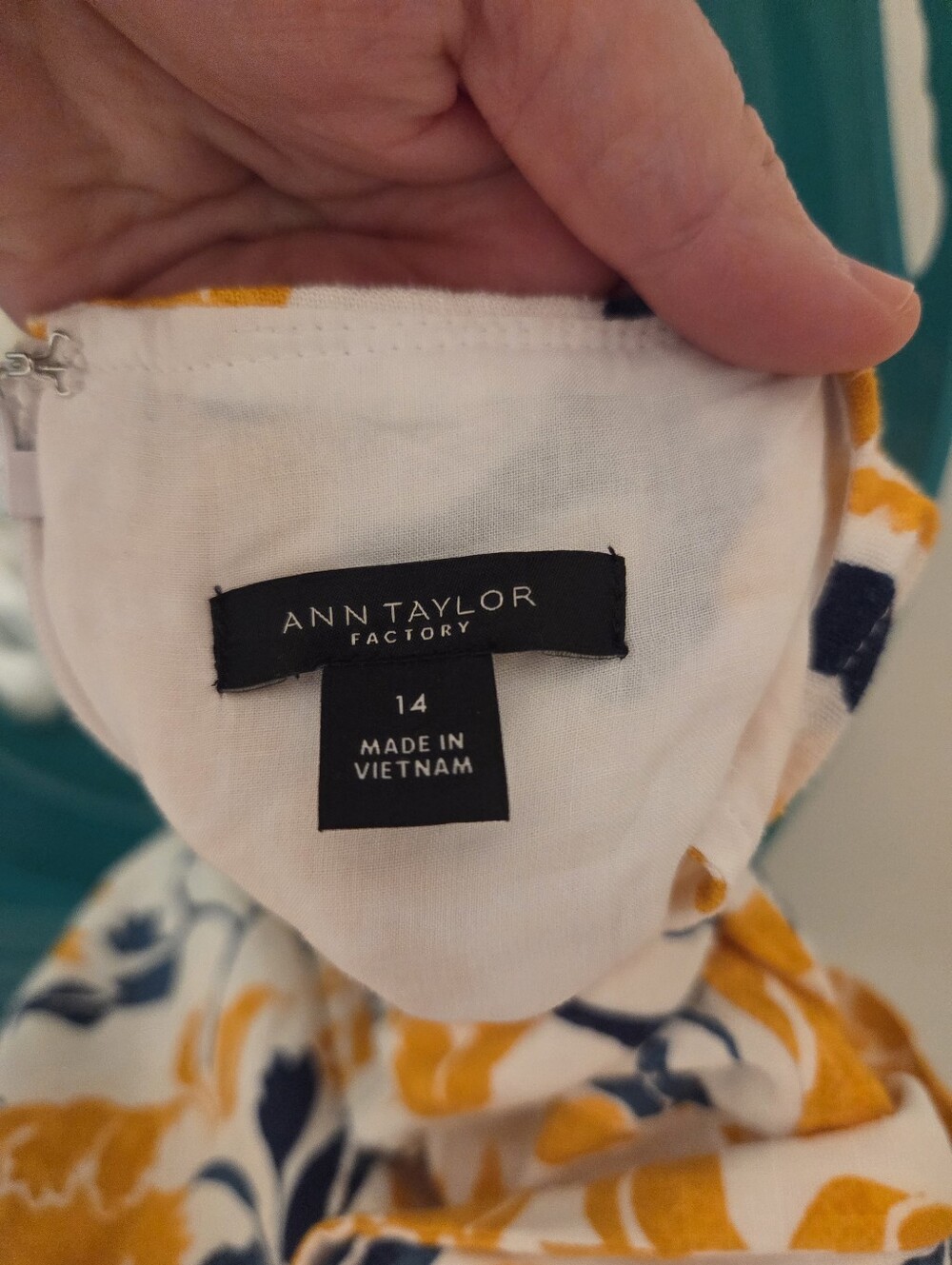 Ann Taylor Dress Linen Blend Belted Yellow White Floral Size 14 - Picture 8 of 8